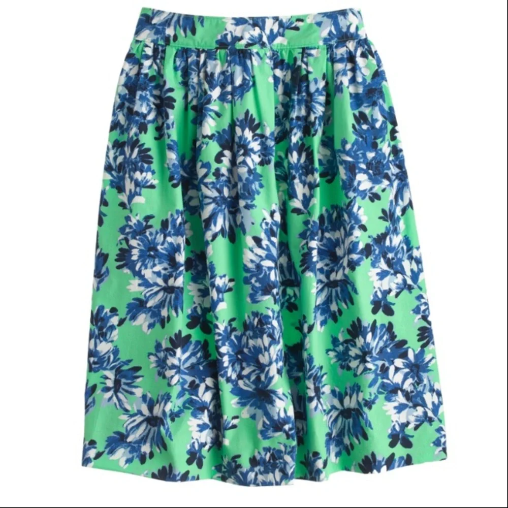 J. Crew NWOT❗️Patio Green Blue Floral Skirt